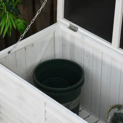 - Baúl de jardín de madera Blanco*Outsunny Discount