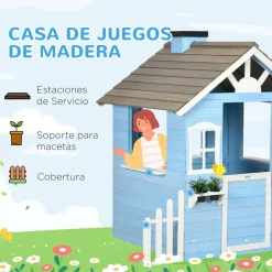 Best - Casa de madera infantil Azul Casas