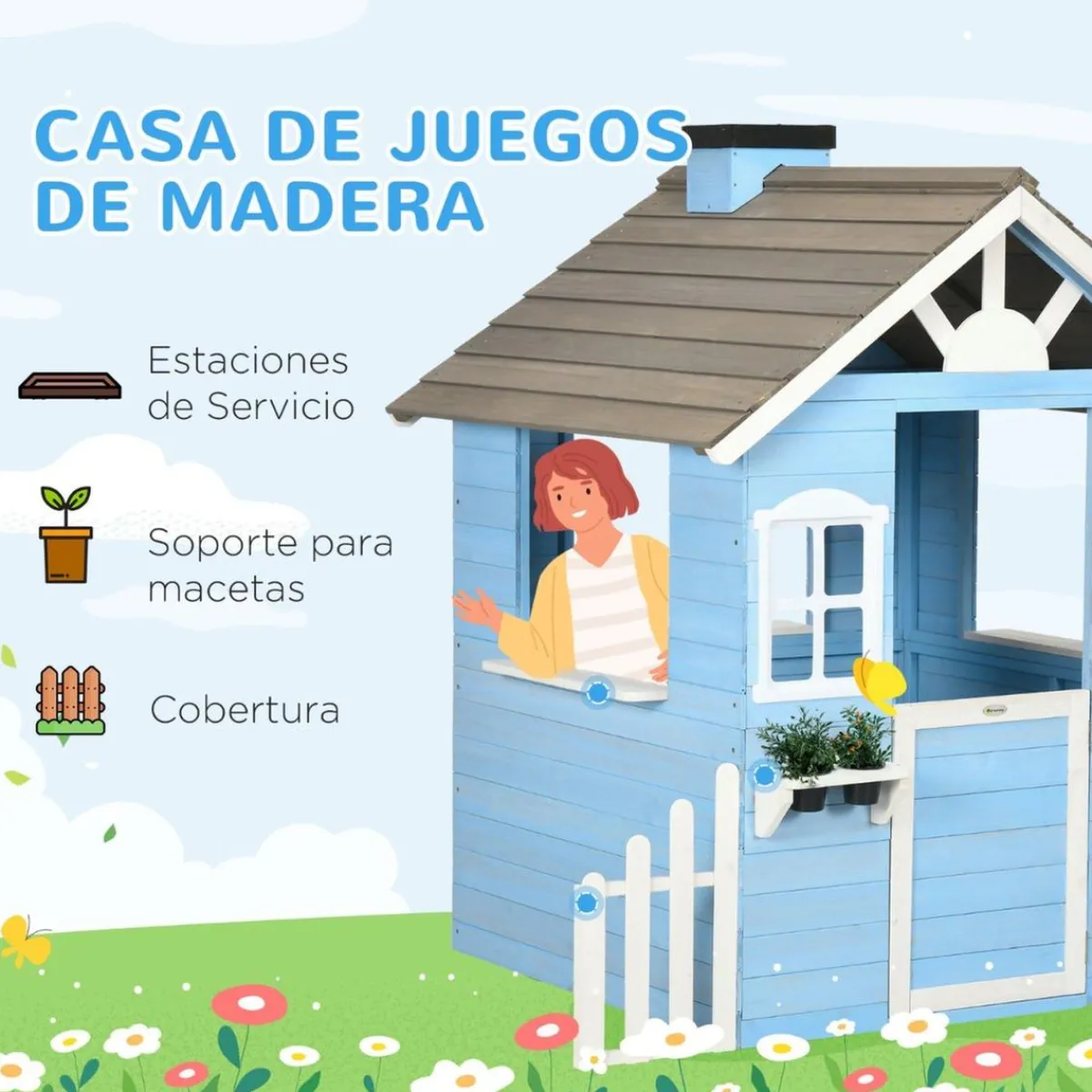 Best - Casa de madera infantil Azul Casas