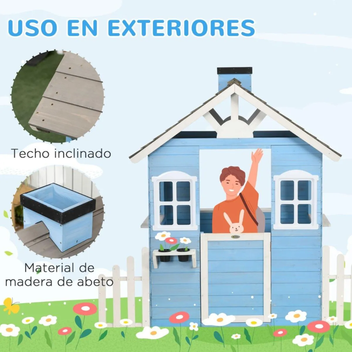 Best - Casa de madera infantil Azul Casas