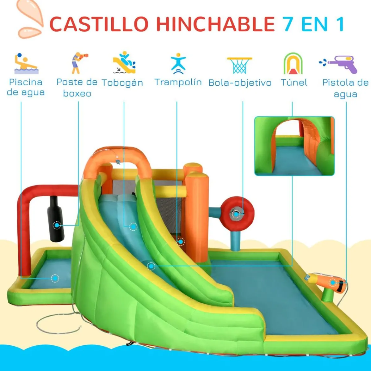- Castillo hinchable 7 en 1 grande*Outsunny Sale