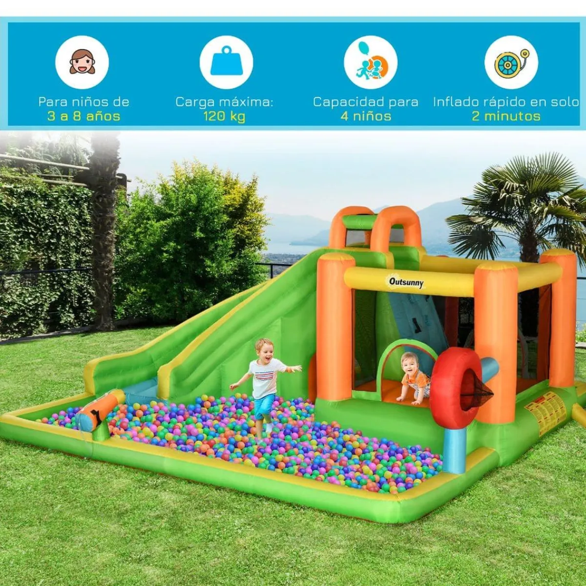 - Castillo hinchable 7 en 1 grande*Outsunny Sale
