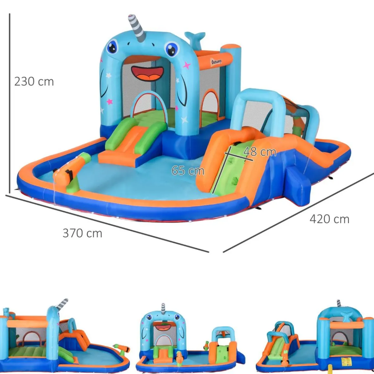 - Castillo hinchable 5 en 1 unicornio*Outsunny Discount