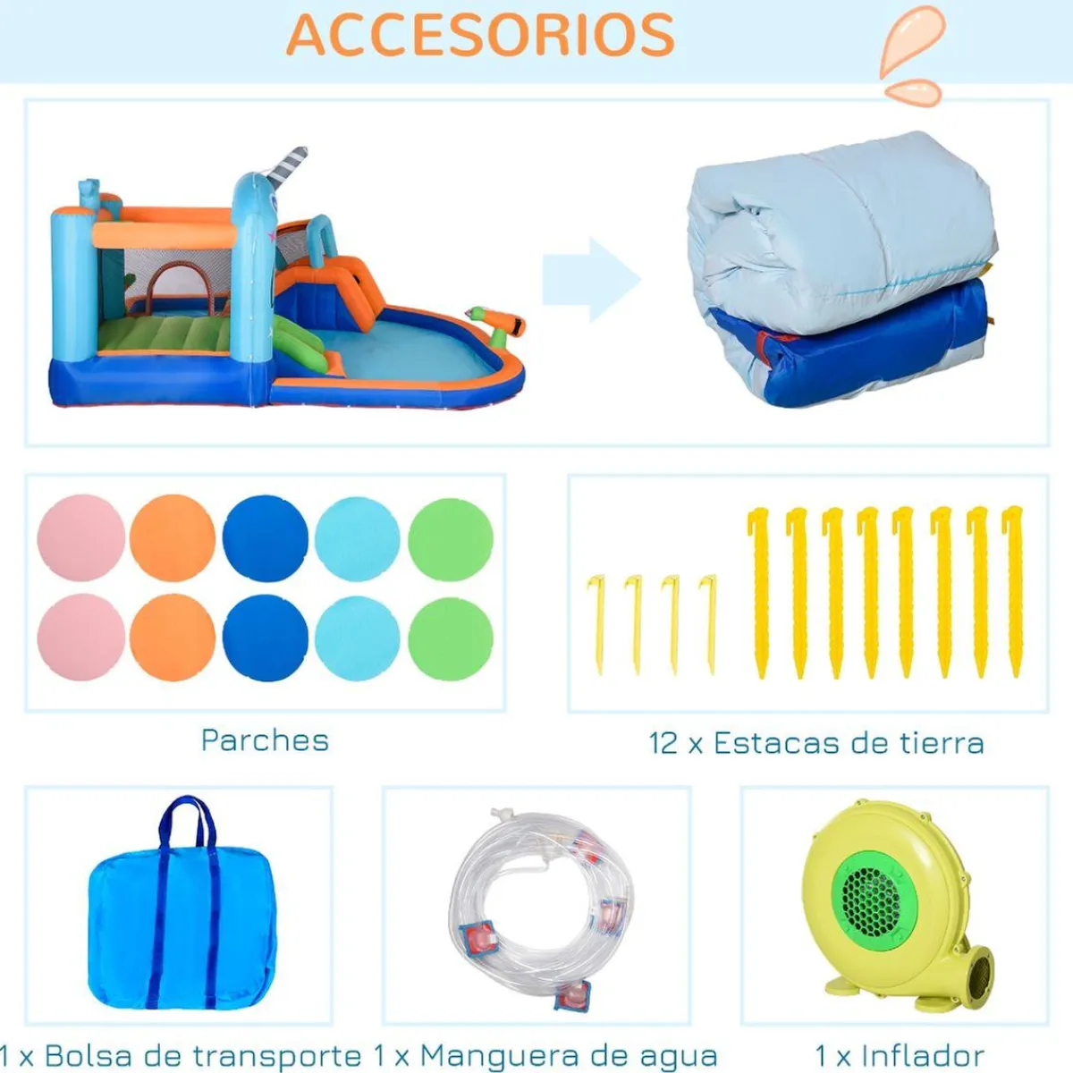 - Castillo hinchable 5 en 1 unicornio*Outsunny Discount