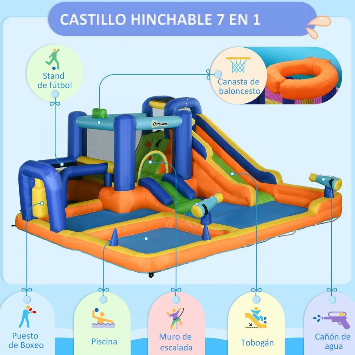 - Castillo hinchable 7 en 1*Outsunny Best