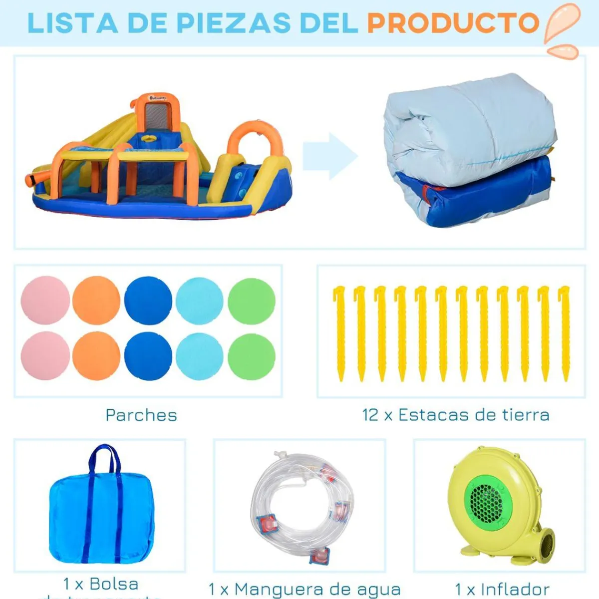 - Castillo hinchable 6 en 1 grande*Outsunny New