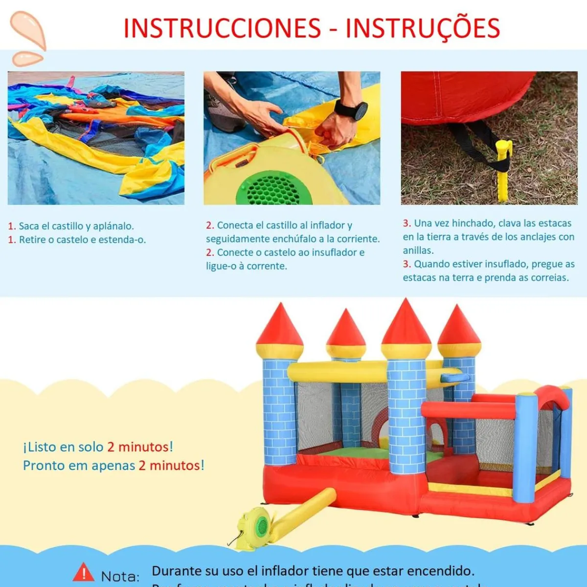 - Castillo inflable infantil 4 en 1*Outsunny New