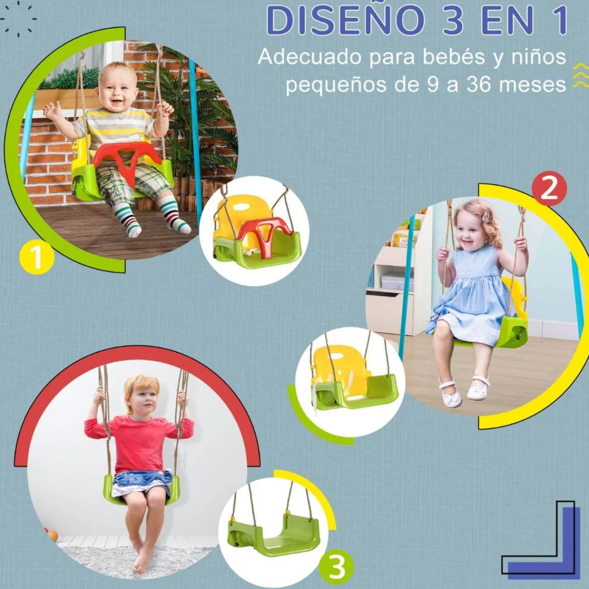 Hot - Columpio para bebé 3 en 1 Entretenimiento·Hamacas Y Columpios