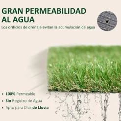 - Césped artificial 3x1m altura de hierba 25mm*Outsunny