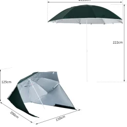 - Parasol con dos paneles laterales Verde*Outsunny Best