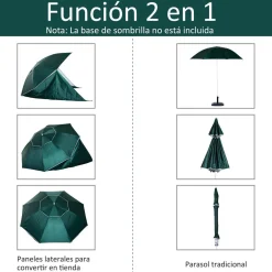 - Parasol con dos paneles laterales Verde*Outsunny Best