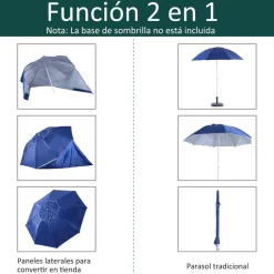 - Parasol con dos paneles laterales Azul*Outsunny Best