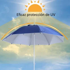 - Parasol con dos paneles laterales Azul*Outsunny Best