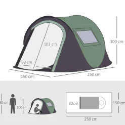 Sale - Tienda de campaña Pop Up 250x150x100 cm Verde Juguetes De Verano