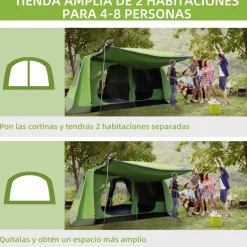 - Tienda de campaña familiar 405x305x225 cm Verde*Outsunny Outlet