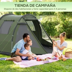 Online - Tienda de campaña familiar 475x264x172 cm Verde Juguetes De Verano
