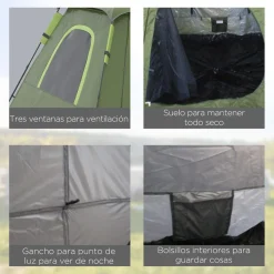 Hot - Tienda de campaña Pop Up 210x210x150cm Verde Juguetes De Verano