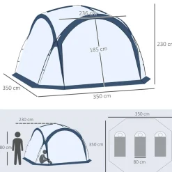 - Tienda de camping con mosquiteras 350x350x230 cm Blanco y Azul Juguetes De Verano