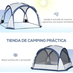 - Tienda de camping con mosquiteras 350x350x230 cm Blanco y Azul Juguetes De Verano