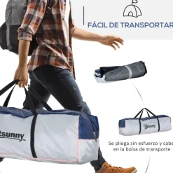 - Tienda de camping con mosquiteras 350x350x230 cm Blanco y Azul Juguetes De Verano