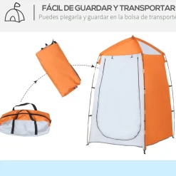 - Tienda de ducha camping con mosquiteras 123x121x198 cm Naranja*Outsunny New