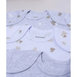 Pack 5 bodies de manga corta en gris y blanco para bebé*Prenatal Outlet