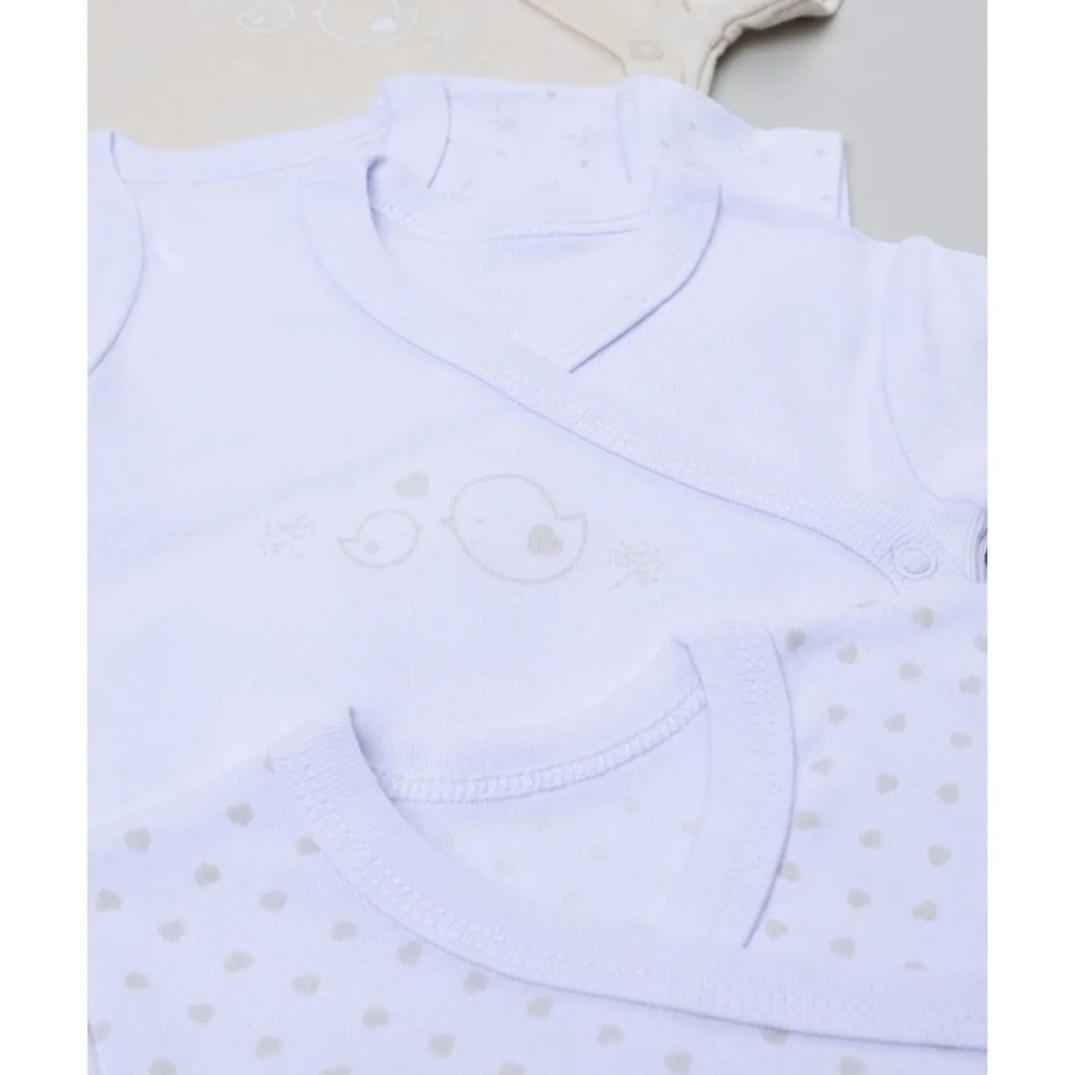 Pack 5 bodies de manga corta para niña en beige y blanco*Prenatal Online