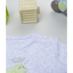 Clearance Pack 2 bodies de manga larga niño gris y blanco con dinosaurios Descanso Y Ropa Interior·Bebé 3-36 Meses