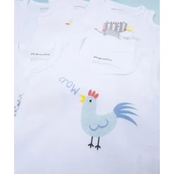 Pack 5 bodys blancos con estampado de animalitos*Prenatal Best