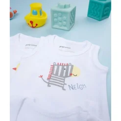 Pack 5 bodys blancos con estampado de animalitos*Prenatal Best