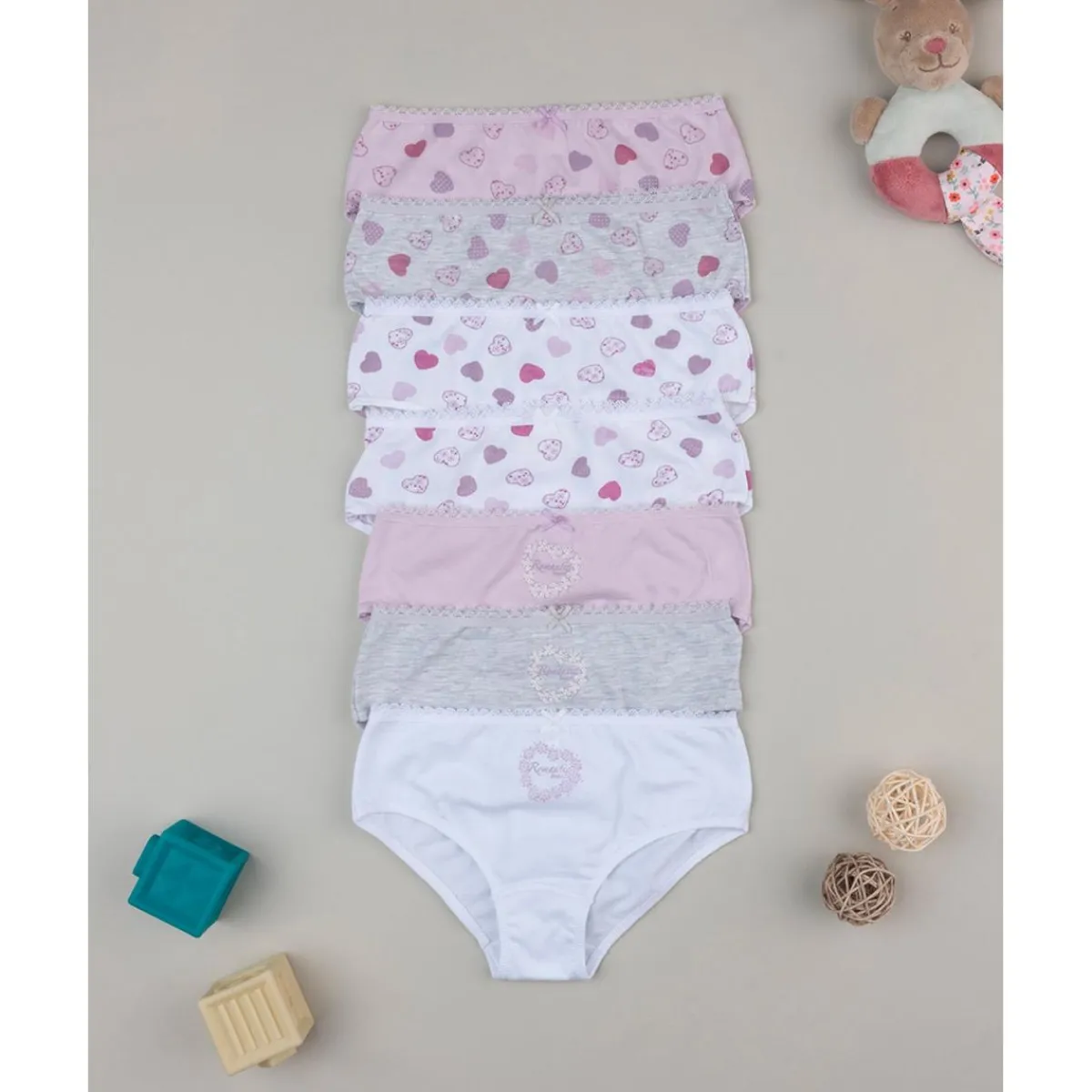 Hot Pack 7 braguita niña corazones Descanso Y Ropa Interior·Infantil 2-10 Años