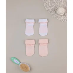 Pack 2 calcetines algodón recién nacida osita y rayas*Prenatal