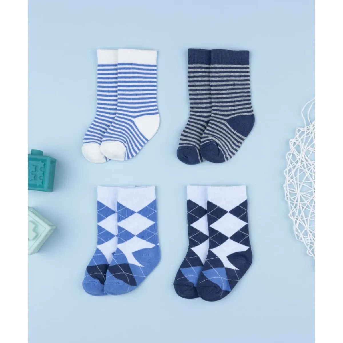 Best Pack 4 calcetines altos niño azul con fantasía Calzado Y Accesorios·Accesorios Y Complementos