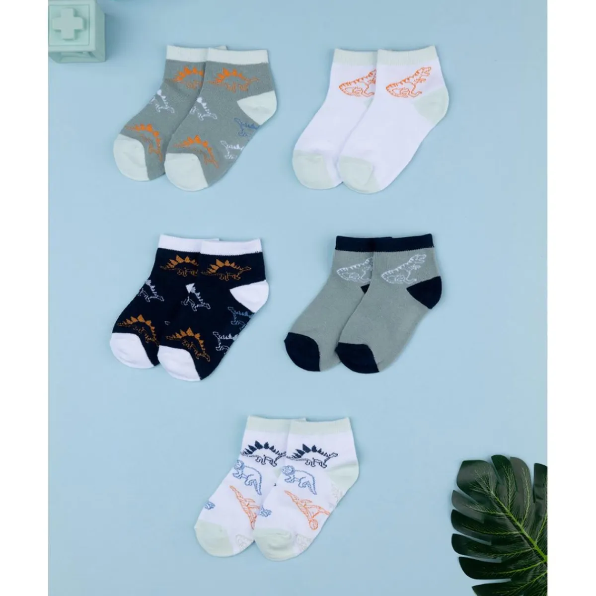 Pack 5 Calcetines Bebé Niño Dinosaurios Coloridos*Prenatal Clearance