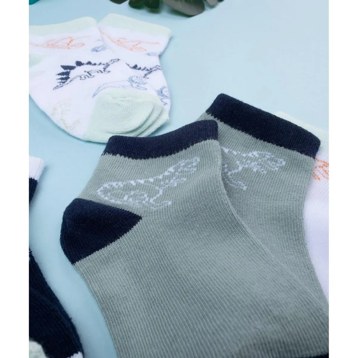 Pack 5 Calcetines Bebé Niño Dinosaurios Coloridos*Prenatal Clearance