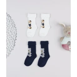 Outlet Pack 2 calcetines niño blanco/azul ositos Recién Nacido·Ropa Y Accesorios|Ropa Y Accesorios·Zapatos Y Calcetines