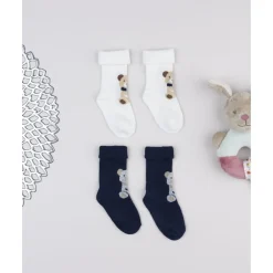 Outlet Pack 2 calcetines niño blanco/azul ositos Recién Nacido·Ropa Y Accesorios|Ropa Y Accesorios·Zapatos Y Calcetines