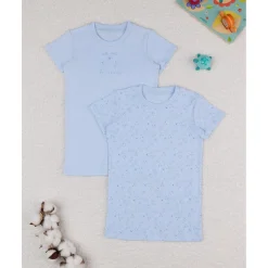 Outlet Pack 2 camiseta niña azul algodón orgánico Descanso Y Ropa Interior·Infantil 2-10 Años