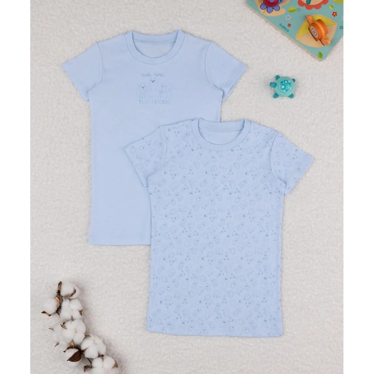 Outlet Pack 2 camiseta niña azul algodón orgánico Descanso Y Ropa Interior·Infantil 2-10 Años