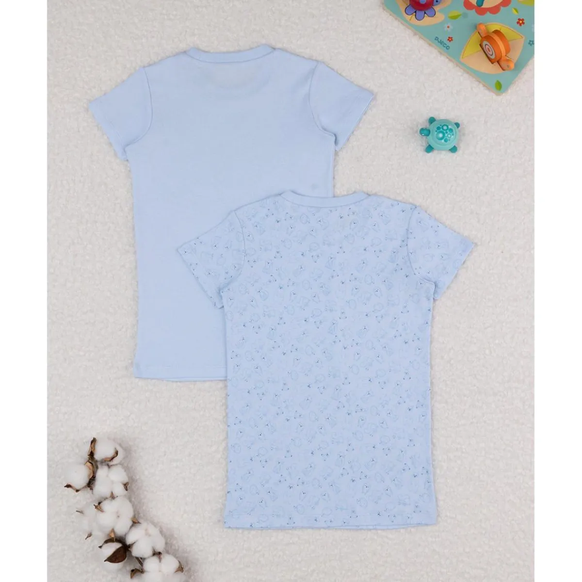Outlet Pack 2 camiseta niña azul algodón orgánico Descanso Y Ropa Interior·Infantil 2-10 Años