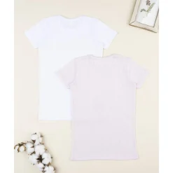 Pack 2 camisetas blanco y rosa para niña*Prenatal Hot