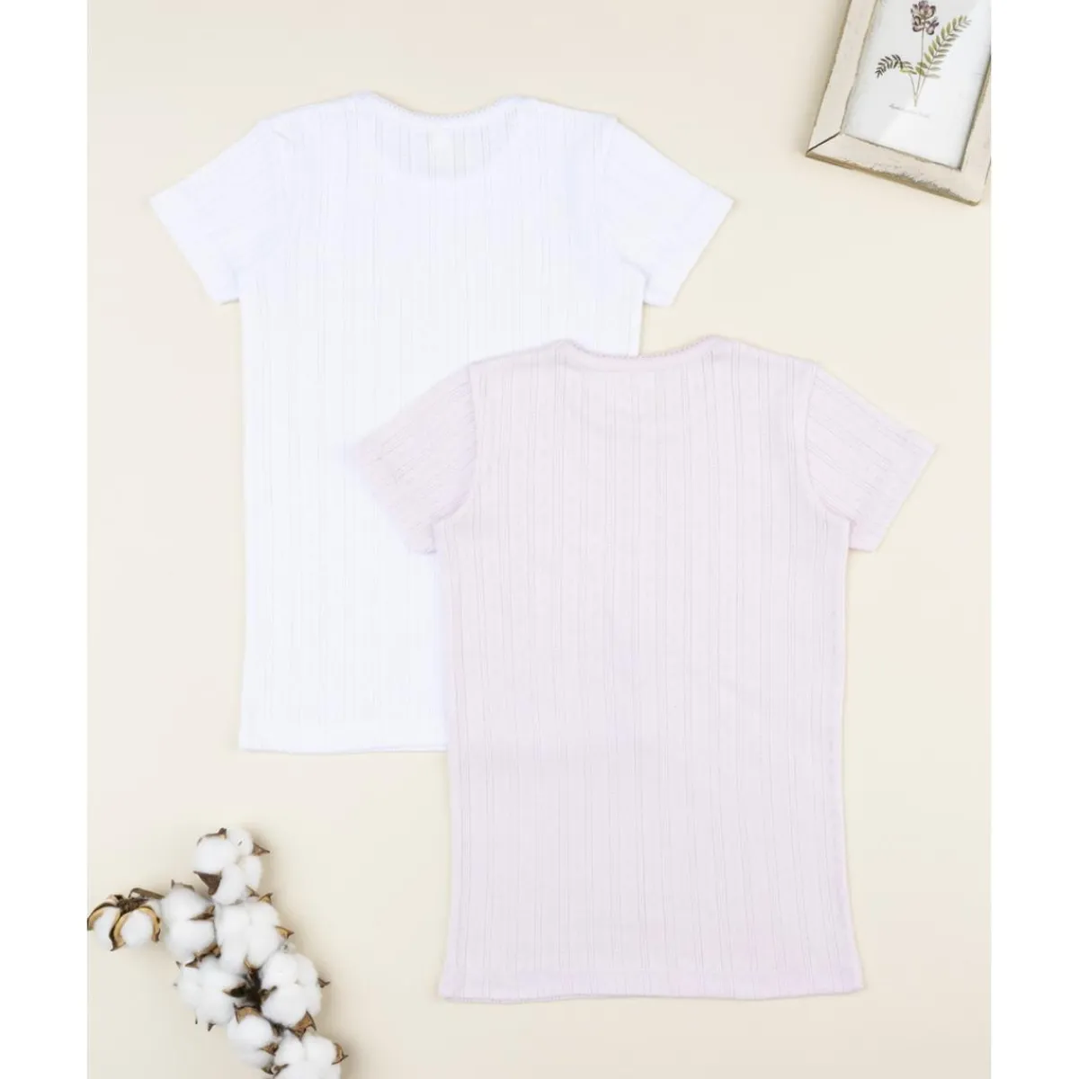 Pack 2 camisetas blanco y rosa para niña*Prenatal Hot