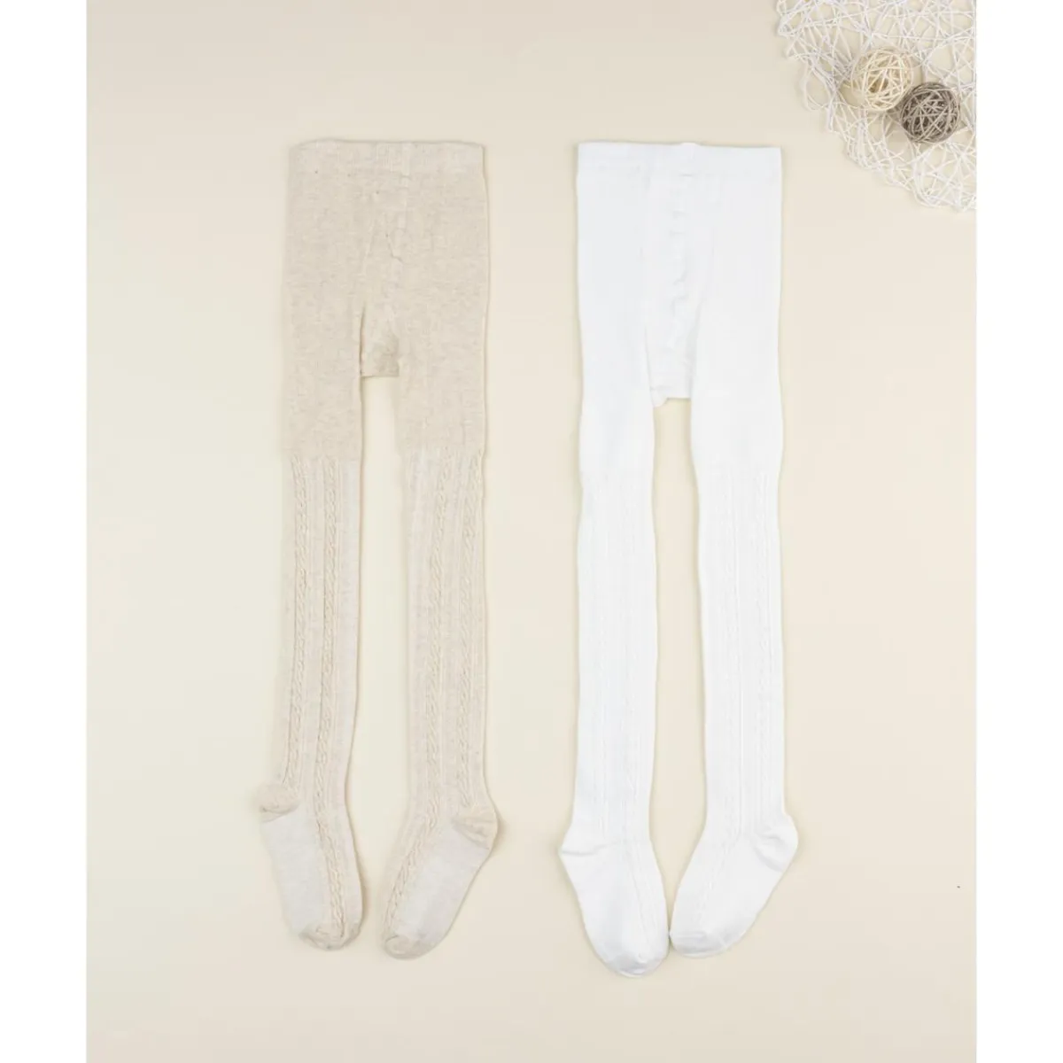 Pack 2 leotardos de niña beige y blanco*Prenatal Best