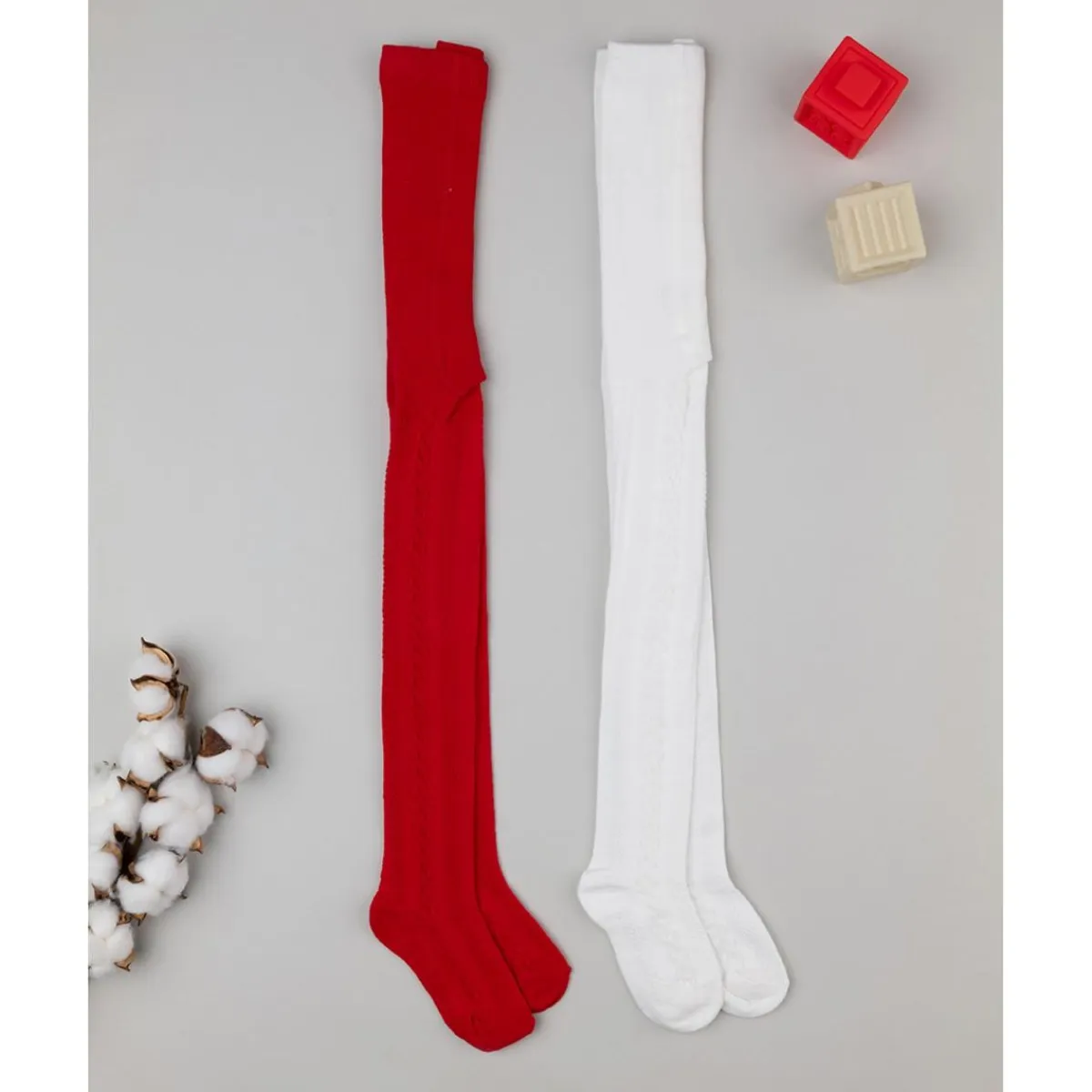 Pack 2 leotardos de niña rojo y blanco*Prenatal Outlet