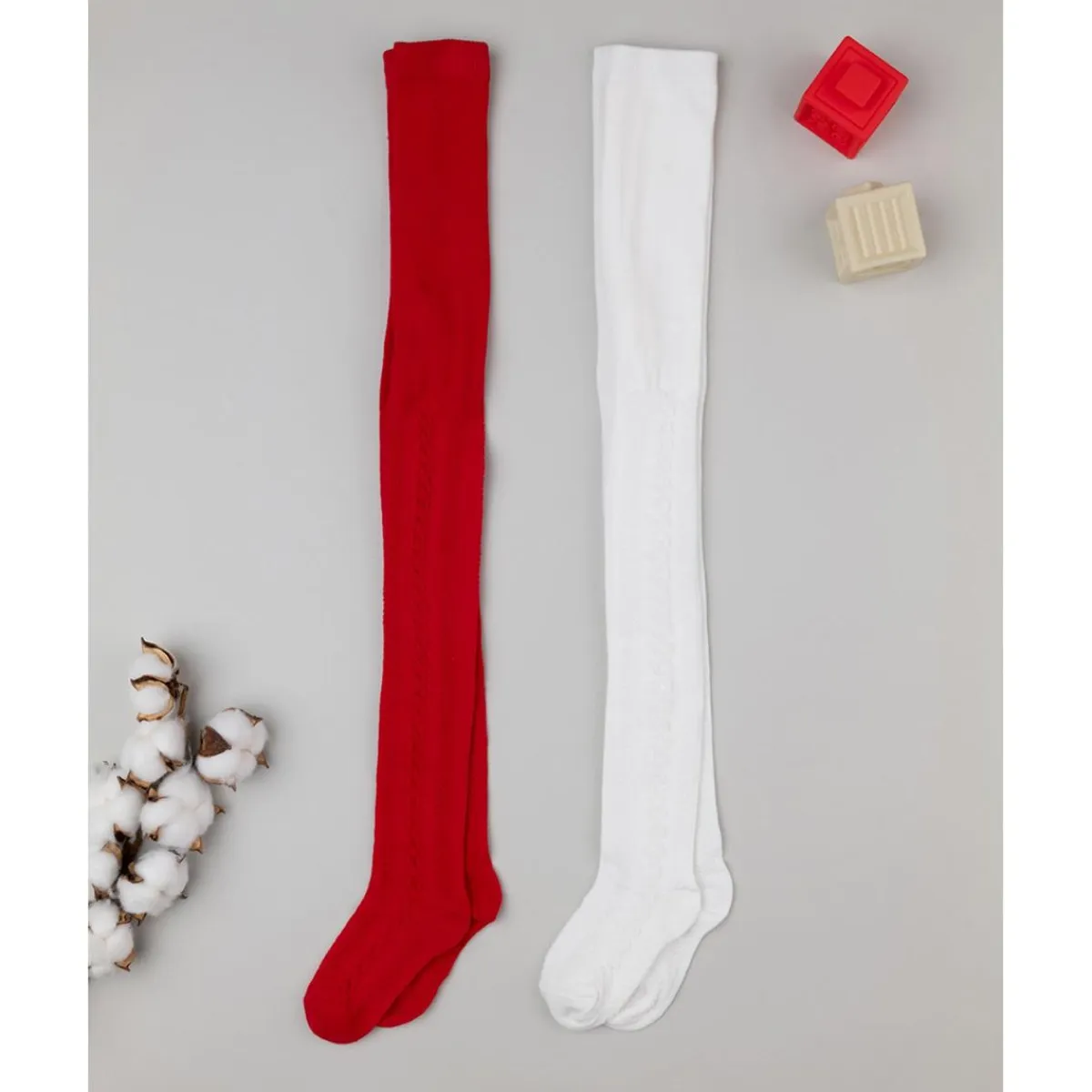 Pack 2 leotardos de niña rojo y blanco*Prenatal Outlet