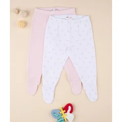 Hot Pack 2 pantalones con pies de bebé niña en algodón Recién Nacido·Ropa Y Accesorios|Ropa Y Accesorios·Pantalones Y Petos