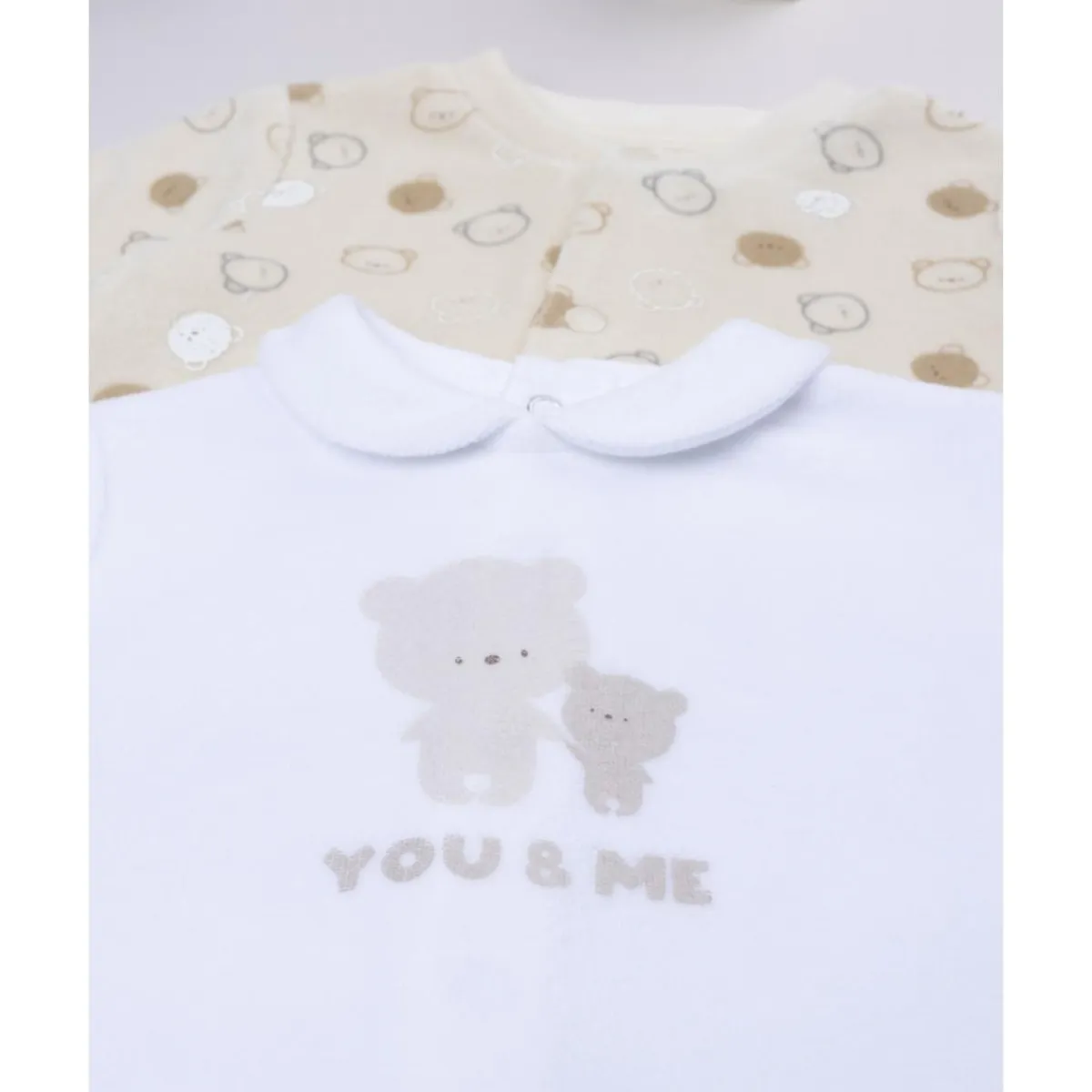 New Pack 2 pijamas de bebé amarillo y blanco en terciopelo Ropa Y Accesorios·Peleles|Recién Nacido·Ropa Y Accesorios