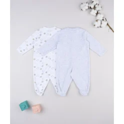 Sale Pack 2 pijamas de bebé en terciopelo blanco y gris con ositos Ropa Y Accesorios·Peleles|Recién Nacido·Ropa Y Accesorios