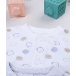 Sale Pack 2 pijamas de bebé en terciopelo blanco y gris con ositos Ropa Y Accesorios·Peleles|Recién Nacido·Ropa Y Accesorios