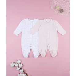 Best Pack 2 pijamas de bebé rosa y blanco en terciopelo Ropa Y Accesorios·Peleles|Recién Nacido·Ropa Y Accesorios